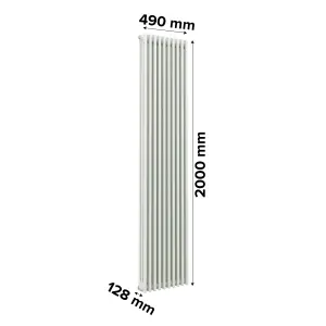 Acova White 3 Column Radiator, (W)490mm x (H)2000mm