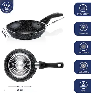 Westinghouse Non Stick Frying Pan - 20 cm Fry Pan Black Marble