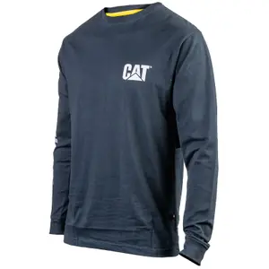 Caterpillar - Trademark Banner Long Sleeve T-Shirt - Blue - Tee Shirt - XXXXL