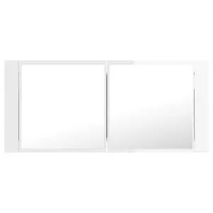 Berkfield LED Bathroom Mirror Cabinet High Gloss White 100x12x45cm