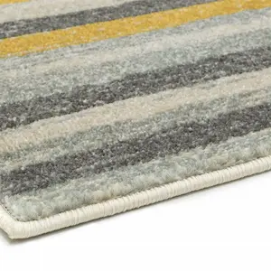 Stripe Mustard Modern Easy To Clean Living Room Bedroom & Dining Room Rug-160cm X 230cm