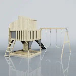 PolarPlay Kids Climbing Tower & Playhouse with Swing and Slide - Swing Geir Mist