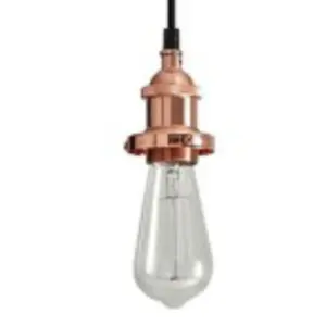 First Choice Lighting Flex Suspension Polished Copper Pendant Kit with Black Fabric Cable