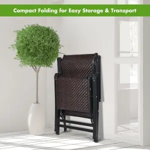 Costway Rattan Folding Reclining Chair Adjustable Position Zero Gravity Sunlounger