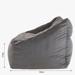 icon Cecilia Bean Bag Sofa Charcoal Grey Giant Velvet Bean Bag Chair