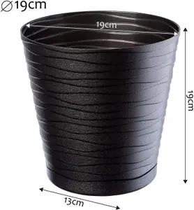 Plant Pot Flowerpot Wave Plastic Crystal Modern Decorative Black 19cm