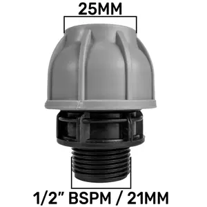 MDPE compression water pipe fittings/connectors,straight joiners (25mm-1/2" bsp male)