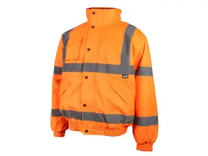 High Visibility Orange Bomber Jacket Size L - Essential Safety Gear for Outdoor Professionals