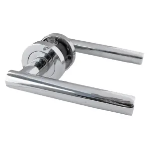 Door Handles T Bar Straight Lever on Rose Latch & Hinges - Chrome