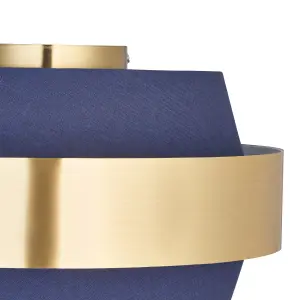 Boston Brushed Fabric & metal Blue Brass effect LED Ceiling light