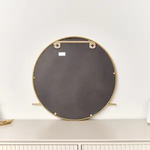 Melody Maison Round Gold Mirror With Jewellery Hooks - 50cm x 50cm