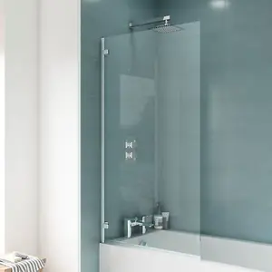 Dezine 5mm Straight Shower Bath Screen with Wall Hinges