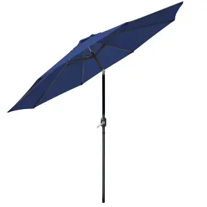 SunDaze 2.7M Blue Round Garden Parasol Outdoor Patio Umbrella, Base Weights & Weather Protective Cover