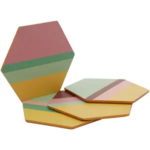 Maison by Premier Mimo Set Of 4 Miami Striped Gold Foil Coasters