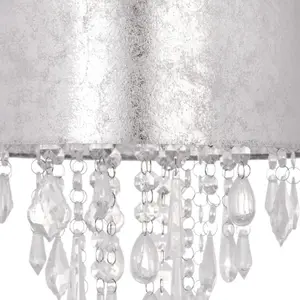 First Choice Lighting Set of 2 Silver Marble Affect Jewelled Light Shades