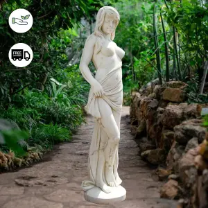 Large Smiling Lady With Robe Garden Statue