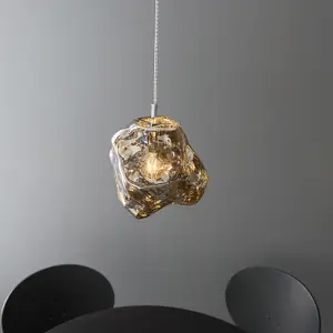 Metallic Chrome Rock Design Ceiling Pendant Light Dimmable Hanging Light Fitting