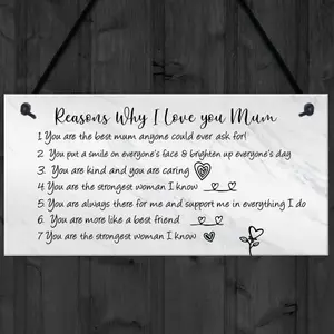 Reasons Why I Love Mum Birthday Christmas Gift Hanging Plaque Mum Gift From Daughter Son