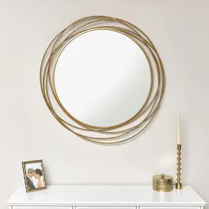 Melody Maison Large Round Gold Mirror 88cm x 85cm