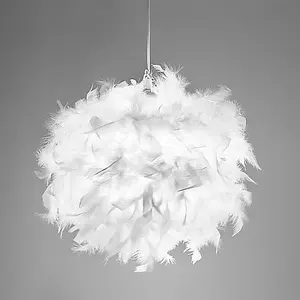 Eye-Catching and Designer Small White Feather Decorated Pendant Lighting Shade