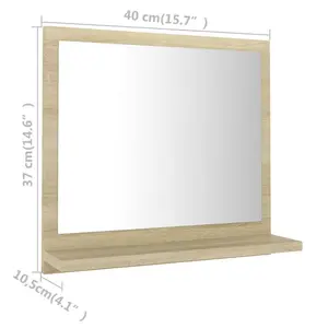 Dorlene Framed Wall Mounted Bathroom Mirror Brown Oak / 40 cm