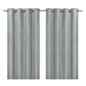 Moggo Light grey Chevron Lined Eyelet Curtain (W)167cm (L)183cm, Pair