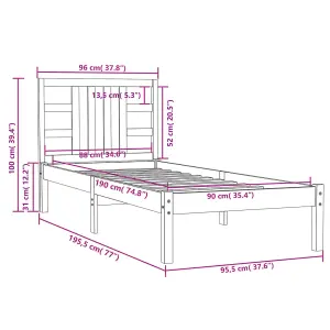 Berkfield Bed Frame Solid Wood 90x190 cm 3FT Single