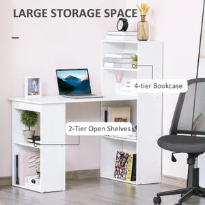 HOMCOM 120cm Modern Computer Desk Bookshelf Writing Table Workstation 6 Shelves