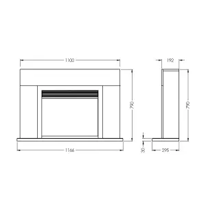 Suncrest Lindale White MDF & stainless steel Freestanding Electric fire suite