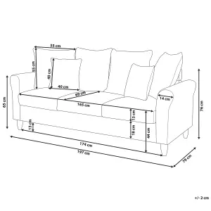 3 Seater Velvet Sofa Grey BORNHOLM