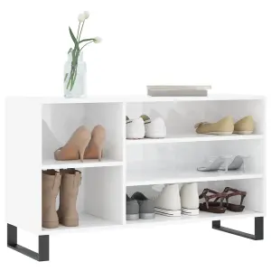 Berkfield Shoe Cabinet High Gloss White 102x36x60 cm Engineered Wood