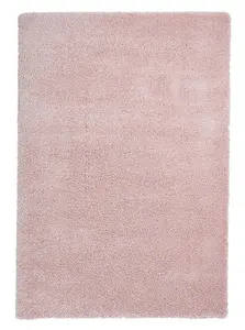 Pink Plain Shaggy Modern Easy to Clean Rug for Living Room Bedroom and Dining Room-160cm X 220cm