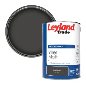 Leyland Trade Vinyl Matt Walls & Ceilings Emulsion Paint Grey Brown (RAL 8019) 5L