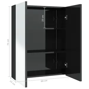 Berkfield Bathroom Mirror Cabinet 60x15x75 cm MDF Shining Black