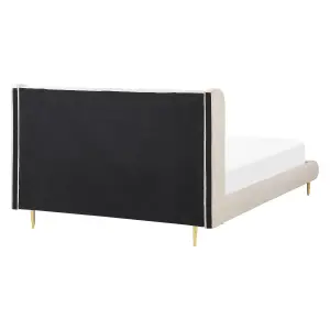 Velvet EU King Size Bed Beige FORBACH