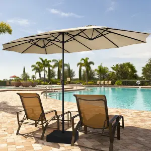 Costway 4.5M Double-Sided Patio Umbrella Extra-Large Market Umbrella w/ Base