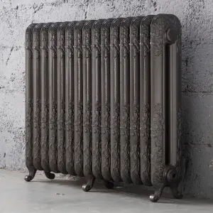 Arroll Daisy Cast iron Pewter 15 Column Radiator, (W)1009mm x (H)794mm