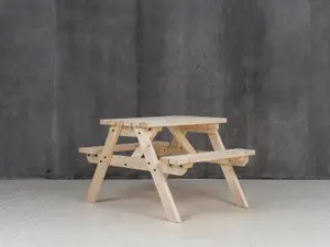 Classic Pub Style Picnic Bench and Table (3ft, Natural finish)