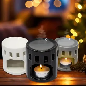 New Pack Of 4 Ceramic Oil Burner Melts Tea Light Candle Gift Set Aroma