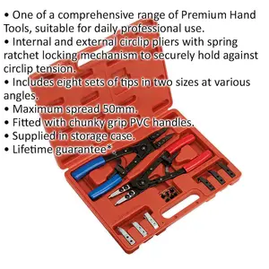 265mm Heavy Duty Circlip Pliers Set with 50mm Spread for Precision Work