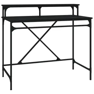 Berkfield Desk Black 100x50x90 cm Engineered Wood and Iron