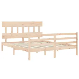 Berkfield Bed Frame with Headboard King Size Solid Wood