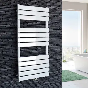 Nes Home 1200 x 500 mm Central Connection Designer Towel Radiator White Single Flat Tube