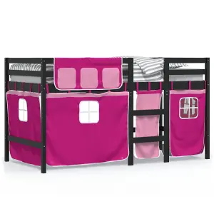 Berkfield Kids' Loft Bed with Curtains without Mattress Pink 90x200 cm