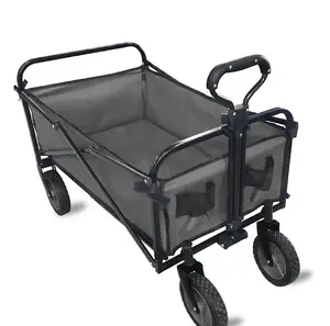 Abaseen Grey Foldable Garden Trolley Heavy Duty Folding Cart Trolley on Wheels with Adjustable Handle and 80Kg Weight Capacity