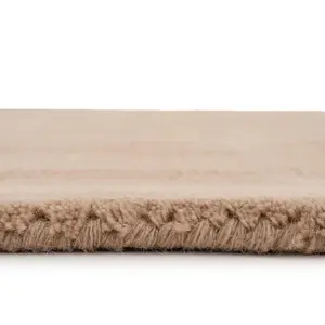 Large Modern Bordered Beige Soft Textured Bedroom Rug 190cm x 280cm