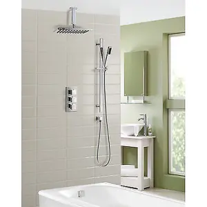 Olive 3 Dial Concealed Thermostatic Shower Mixer & Shower Head & Rail Handset & Filler