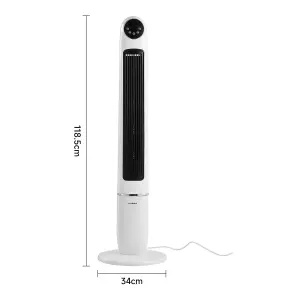 50W Touch Screen Oscillating Tower Fan, 3 Wind Speed, 12H Timer, White