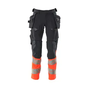 Mascot Accelerate Safe Trousers with Holster Pockets - Dark Navy/Hi-Vis Red  (44.5) (Leg Length - Regular)