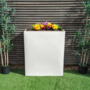 75cm Long Zinc Galvanised Matte White 90cm Tall Trough Planter